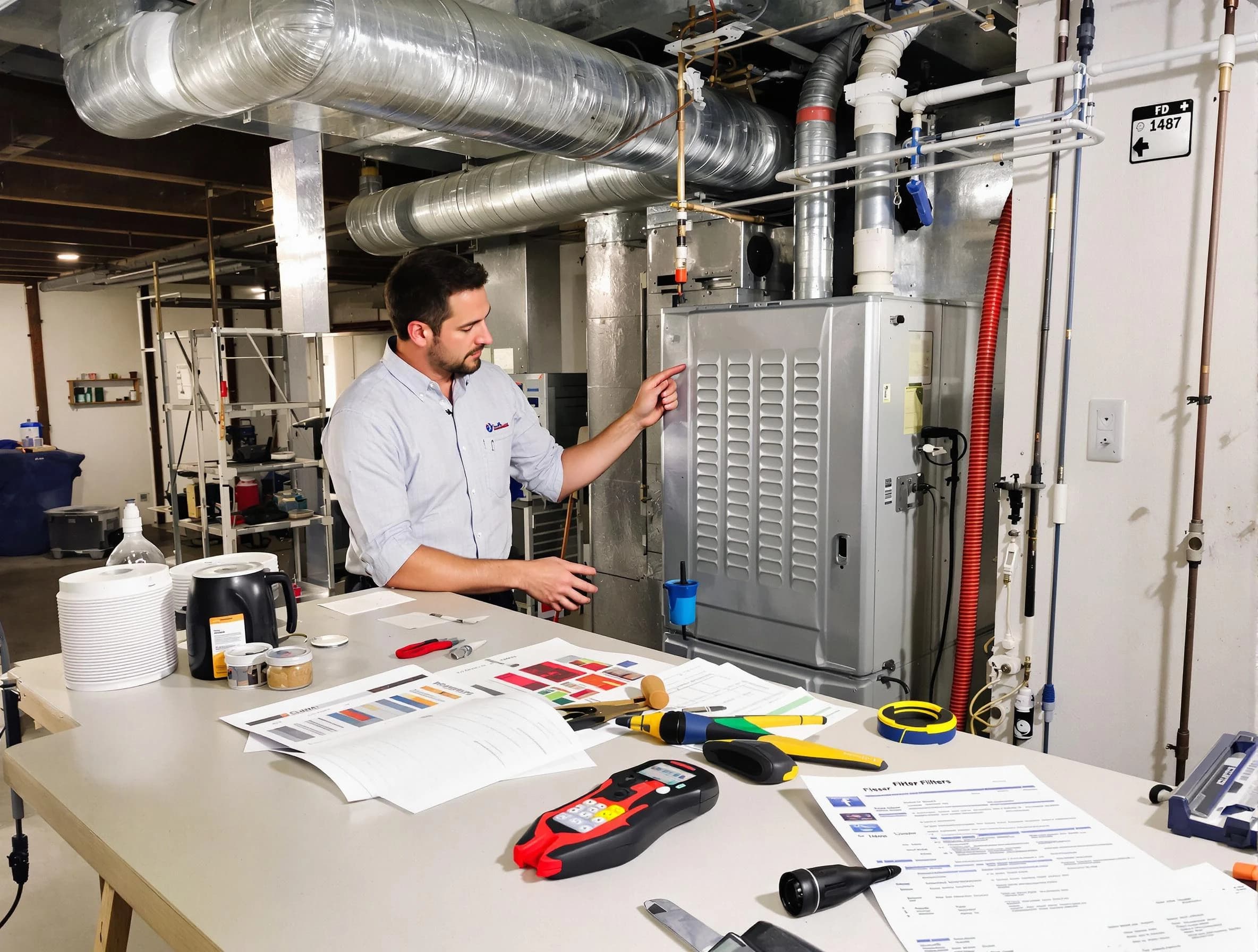 Corona Air Duct Cleaning inspector conducting detailed filter system evaluation using professional diagnostic tools in Corona
