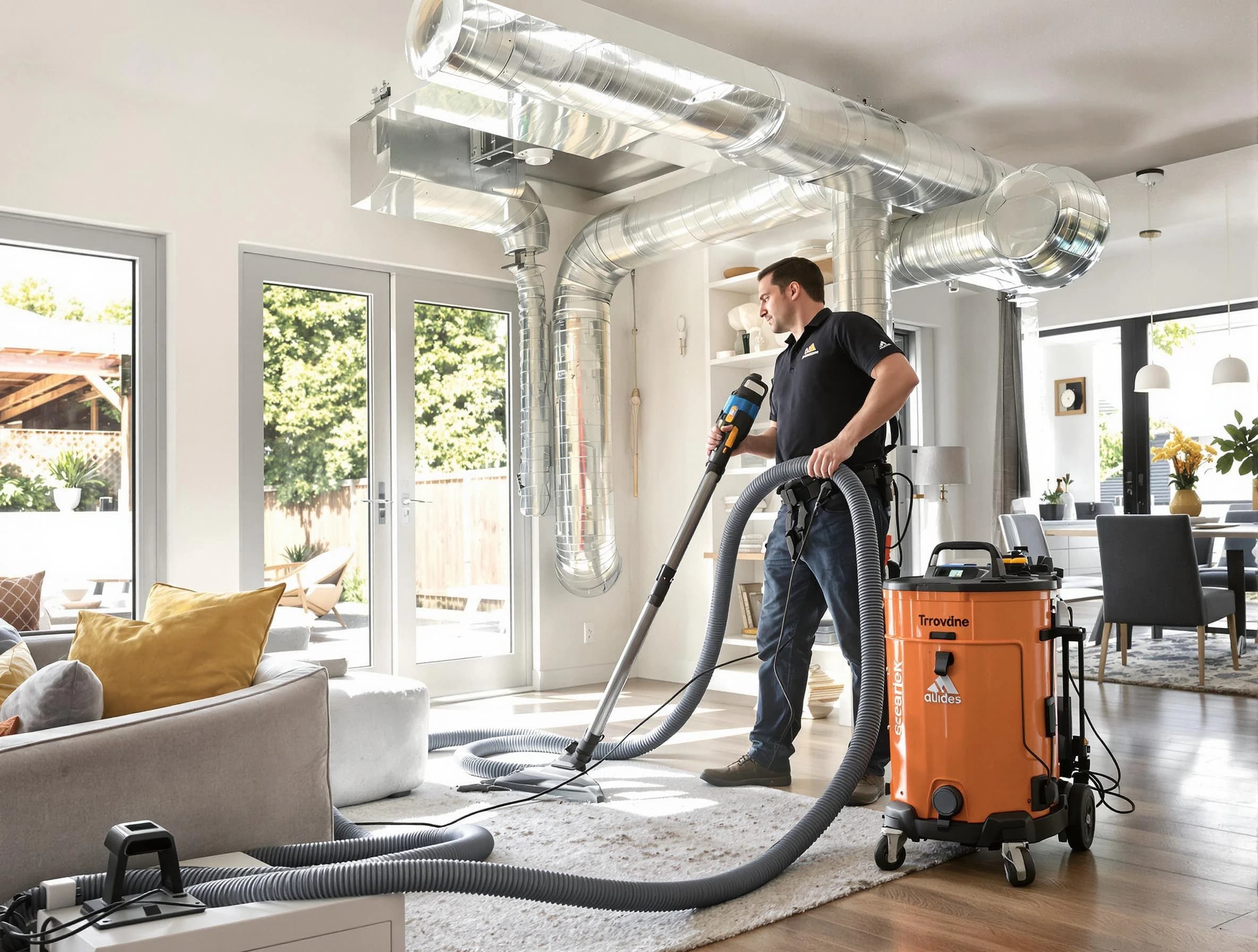 Corona Air Duct Cleaning specialist performing thorough residential duct cleaning using advanced equipment in Corona
